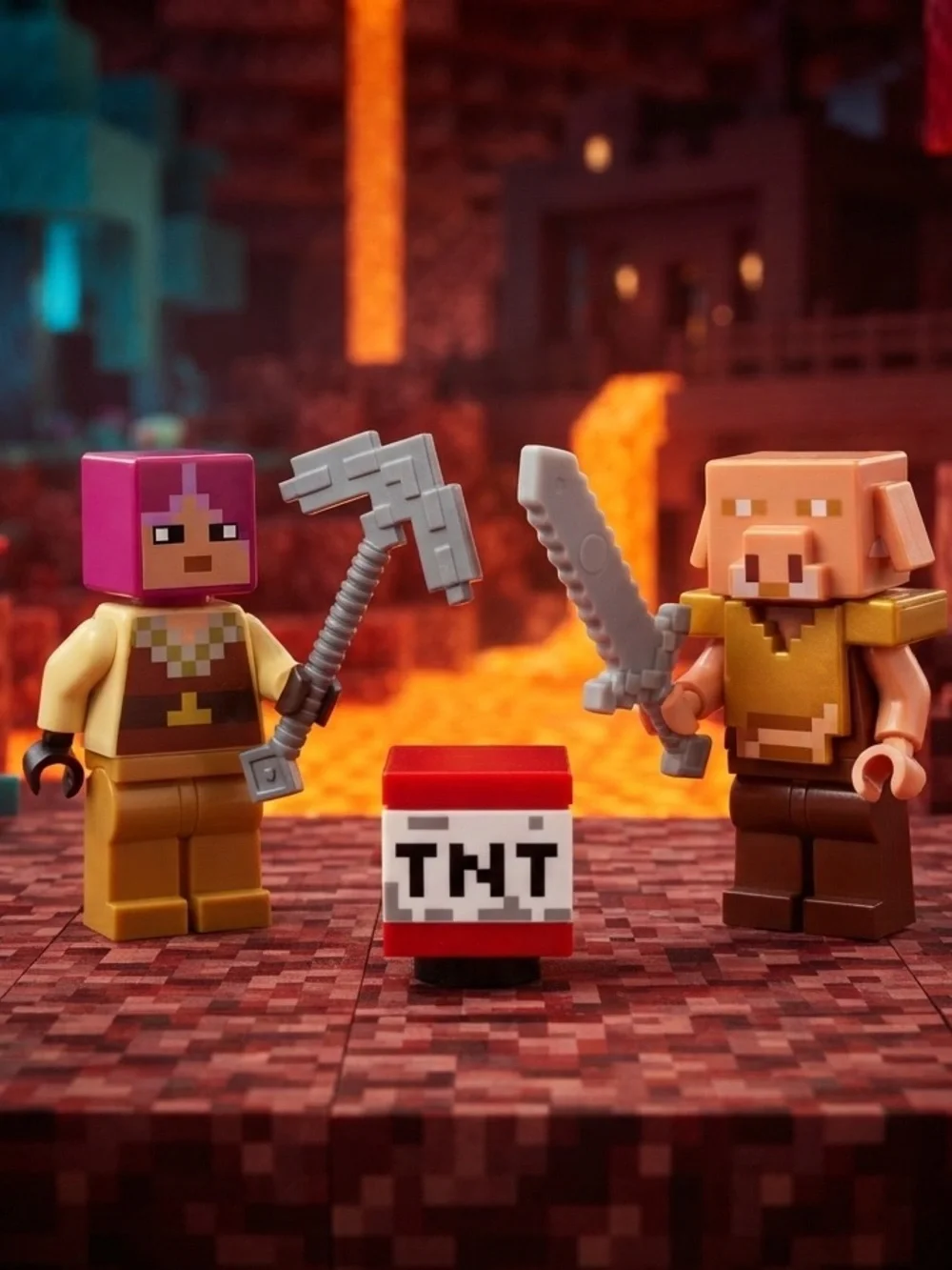 Lego Mindcraft with Warrior and Piglin